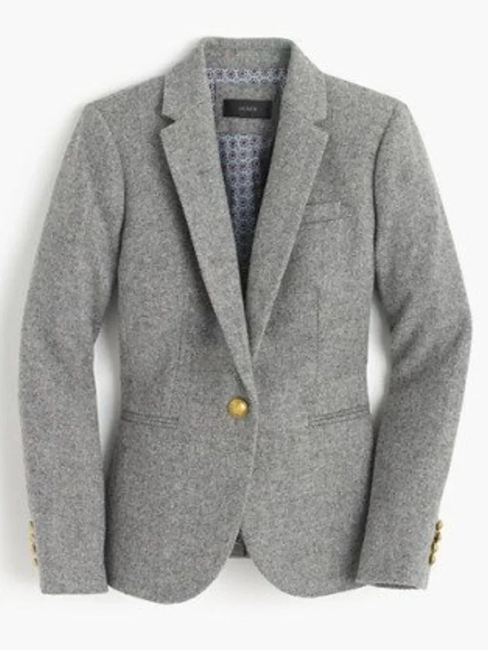 J. Crew Campbell Light Gray Wool Blazer Golden Button Size 8